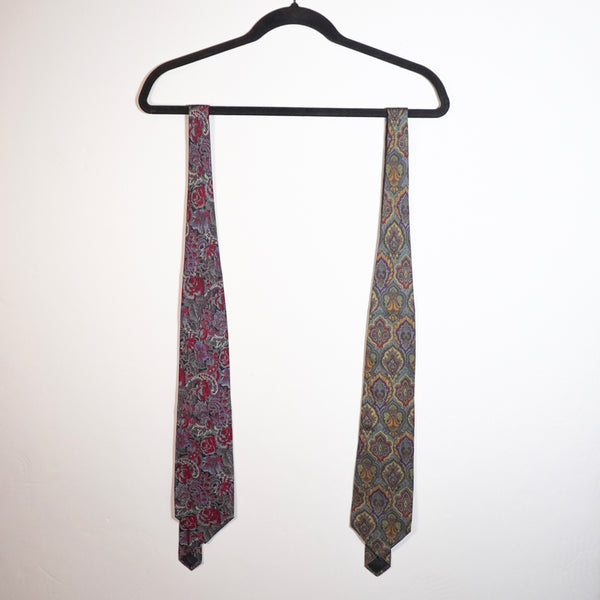 Etro Milano Set Of 2 Silk Paisley Floral Flower Print Pattern Men's Dress Ties