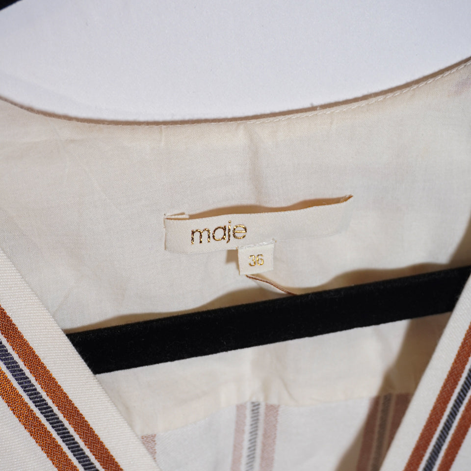 Maje Pieni Multicolor Stripe Surplice V Neck Short Sleeves Jumpsuit Jumper S