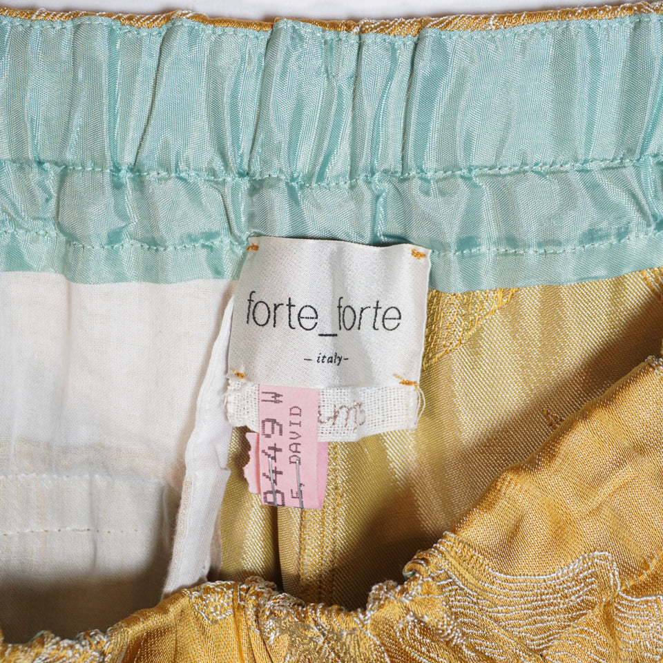 Forte Forte Sirena Floral Flower Jacquard Crepe Satin Yellow Jogger Pants Small