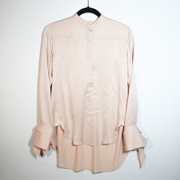 Rag &amp; Bone Dylan Button Front Silk Charmeuse Cutout Draped Blouse Dusty Rose XXS