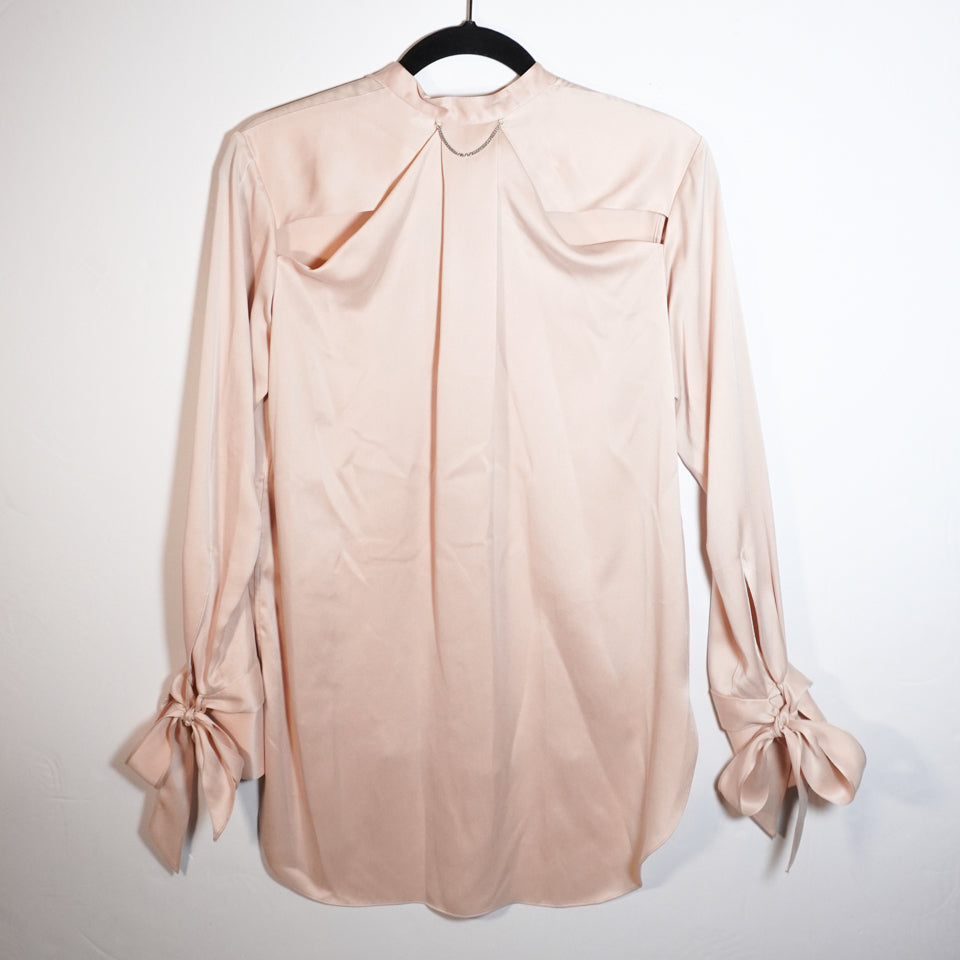 Rag & Bone Dylan Button Front Silk Charmeuse Cutout Draped Blouse Dusty Rose XXS