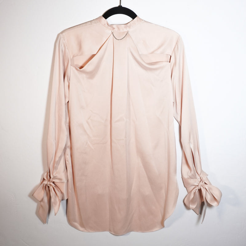 Rag &amp; Bone Dylan Button Front Silk Charmeuse Cutout Draped Blouse Dusty Rose XXS