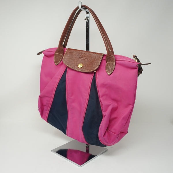 Longchamp Le Pilage Limited Edition Nylon Leather Handle Expandable Purse Bag
