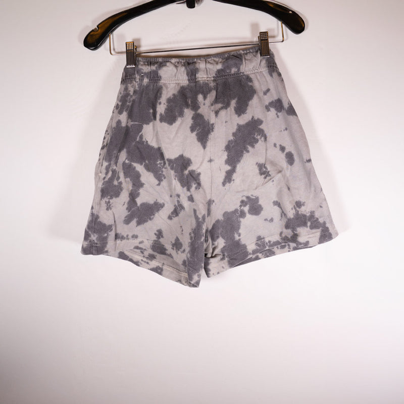 Nike Women's Cotton Terry Gray Tie Dye Abstract Mini Casual Lounge Shorts XS