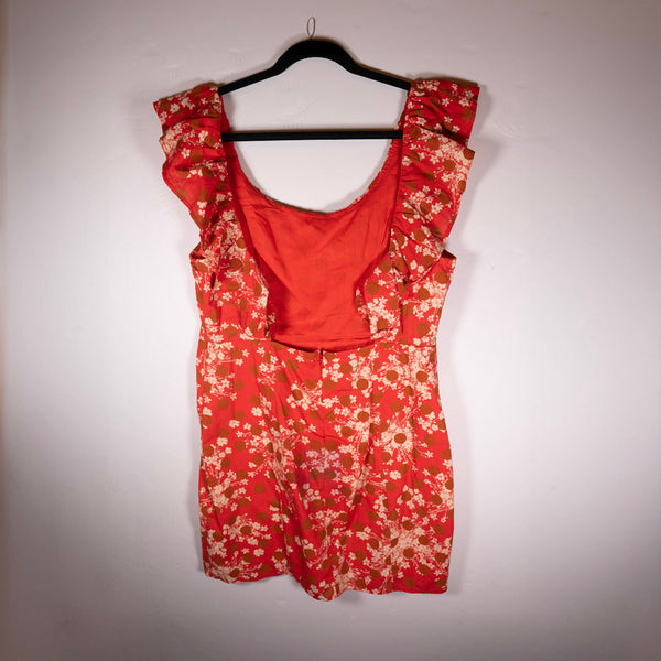 Free People Ruby Fiore Cotton Micro Floral Flower Print Ruffle Mini Dress 12