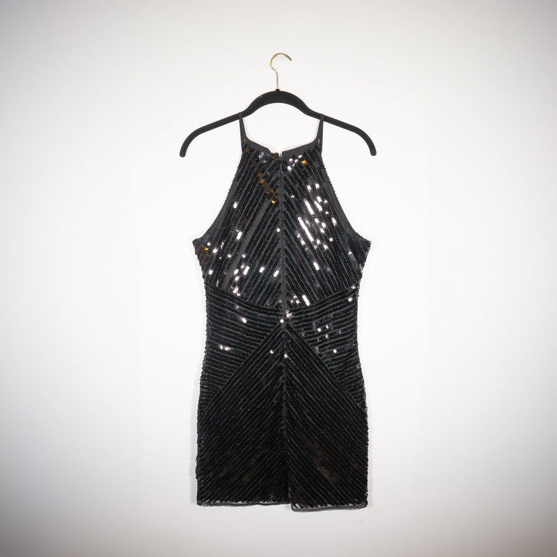 Lulus Ace Of Spades Black Sequin Sparkle Embellished Bodycon Mini Dress M