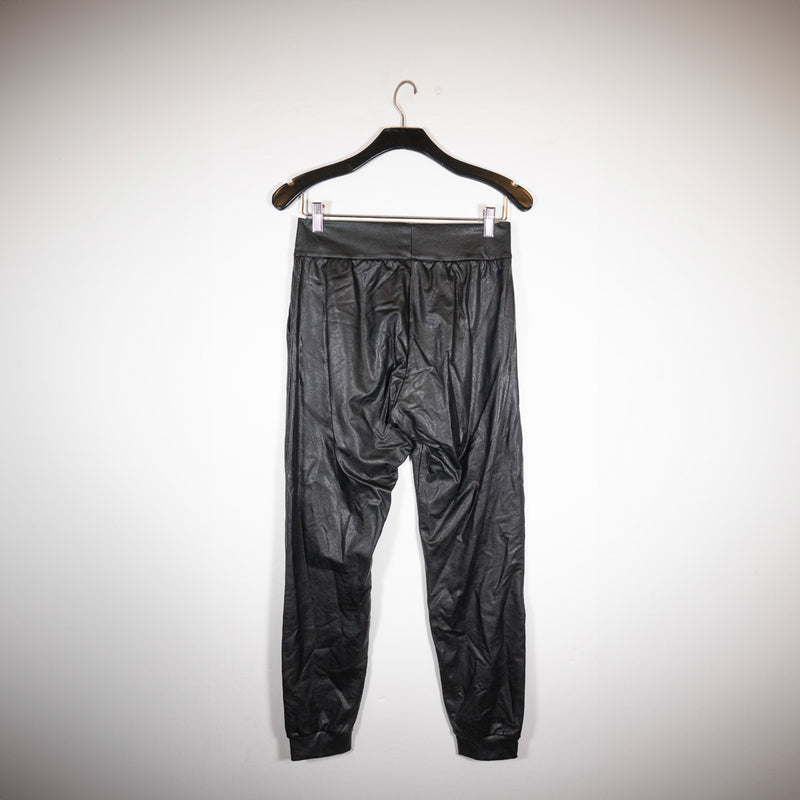 Commando Faux Vegan Leather Mid Rise Ankle Crop Jogger Pants Black Small