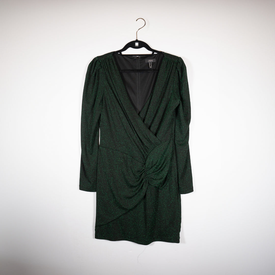 Aidan Mattox Green Sparkle Metallic Ruched Bodycon Pullover Mini Dress 8