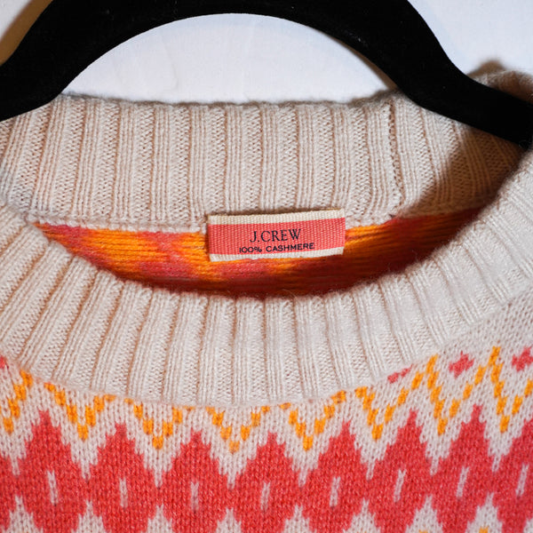 J. Crew 100% Cashmere Ultra Soft Knit Stretch Fair Isle Mock Neck Sweater XS