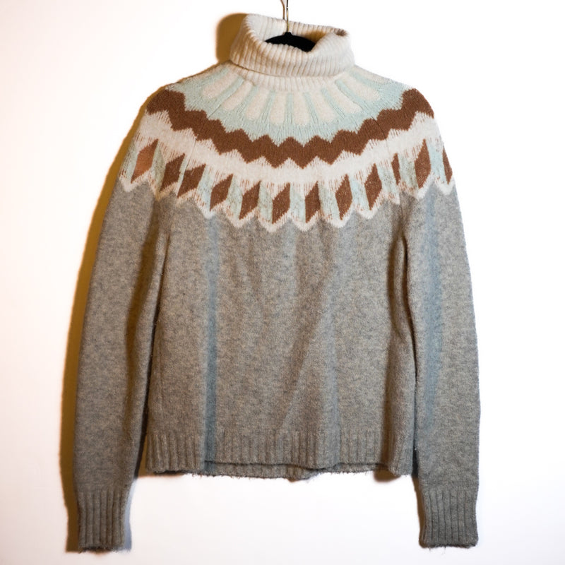 J. Crew Wool Alpaca Blend Knit Stretch Fair Isle Turtleneck Sweater In Supersoft