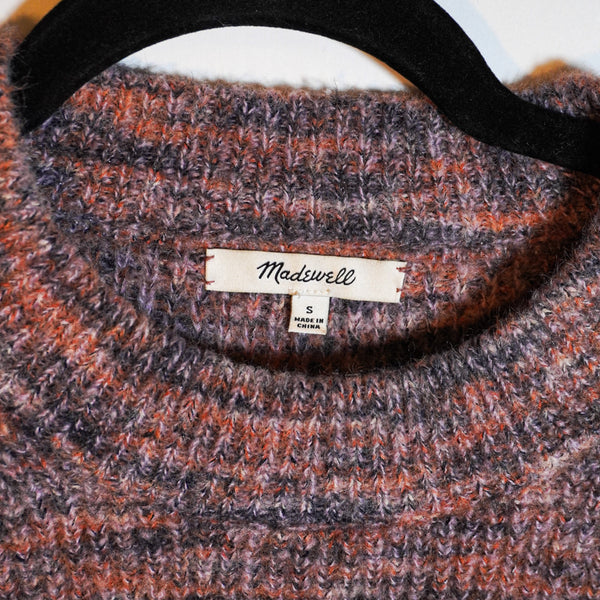 Madewell Wool Blend Space Dyed Eaton Puff-Sleeve Pullover Mock Neck Sweater S