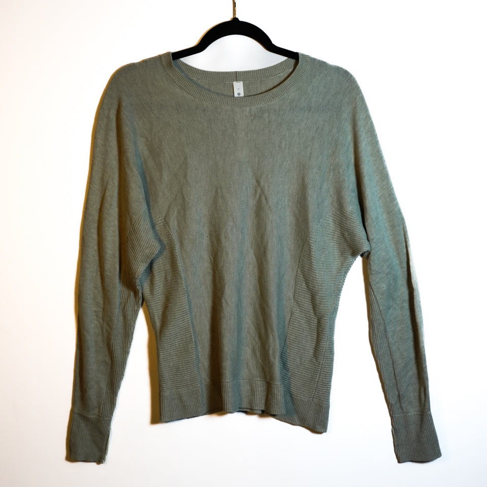 Lululemon Women's Cashlu Knit Pullover Cashmere Sweater Heathered Green Fern 4