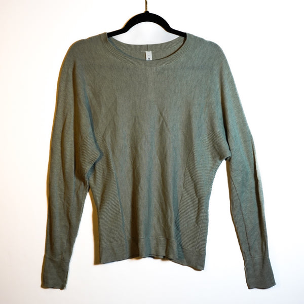 Lululemon Women's Cashlu Knit Pullover Cashmere Sweater Heathered Green Fern 4