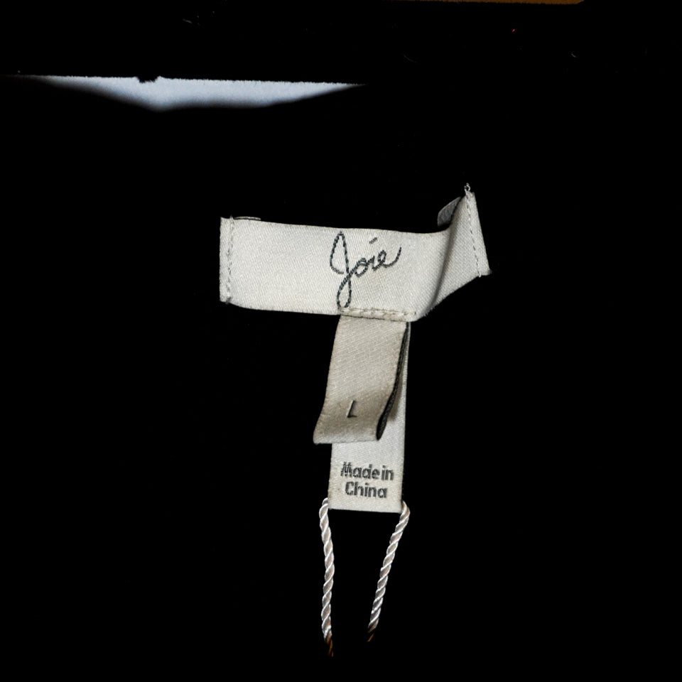 NEW Joie One Shoulder Velvet Velour Flirty Ruffle Mini Dress Caviar Black Large