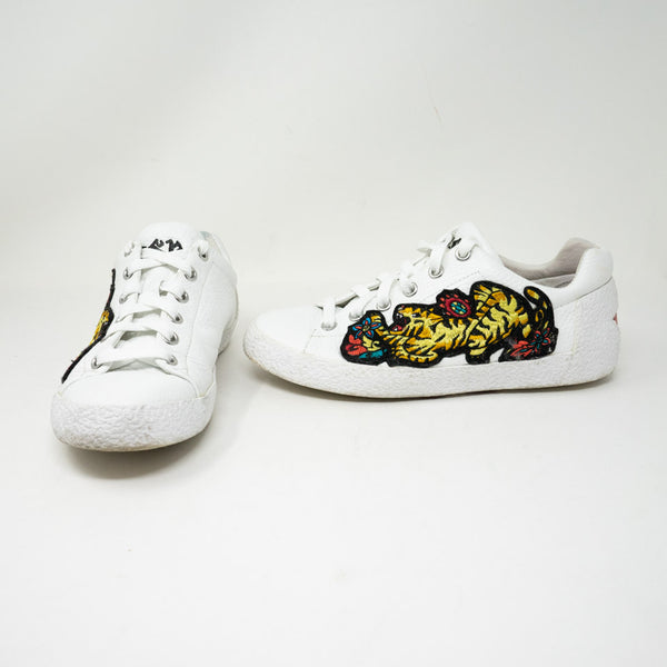 ASH Niagra Genuine Leather Lace Up Tiger Embroidered Trainers White Sneakers 6