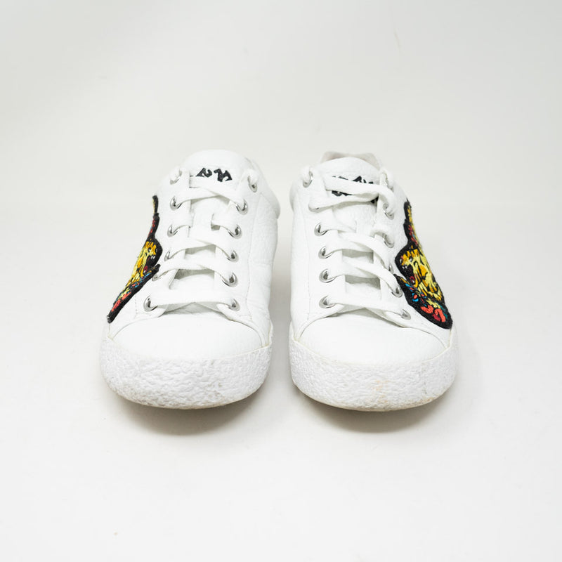 ASH Niagra Genuine Leather Lace Up Tiger Embroidered Trainers White Sneakers 6