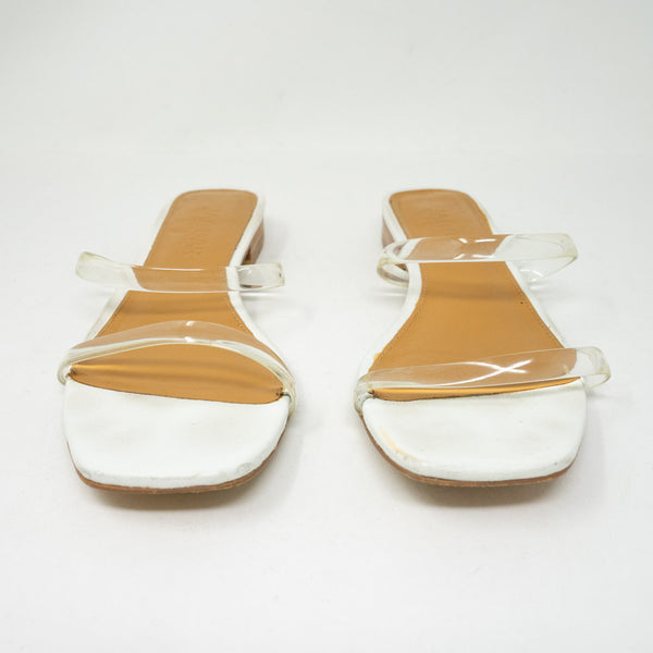 Jaggar The Label Clear Lucite Double Strap Open Toe Flat Slip On Sandals Shoes