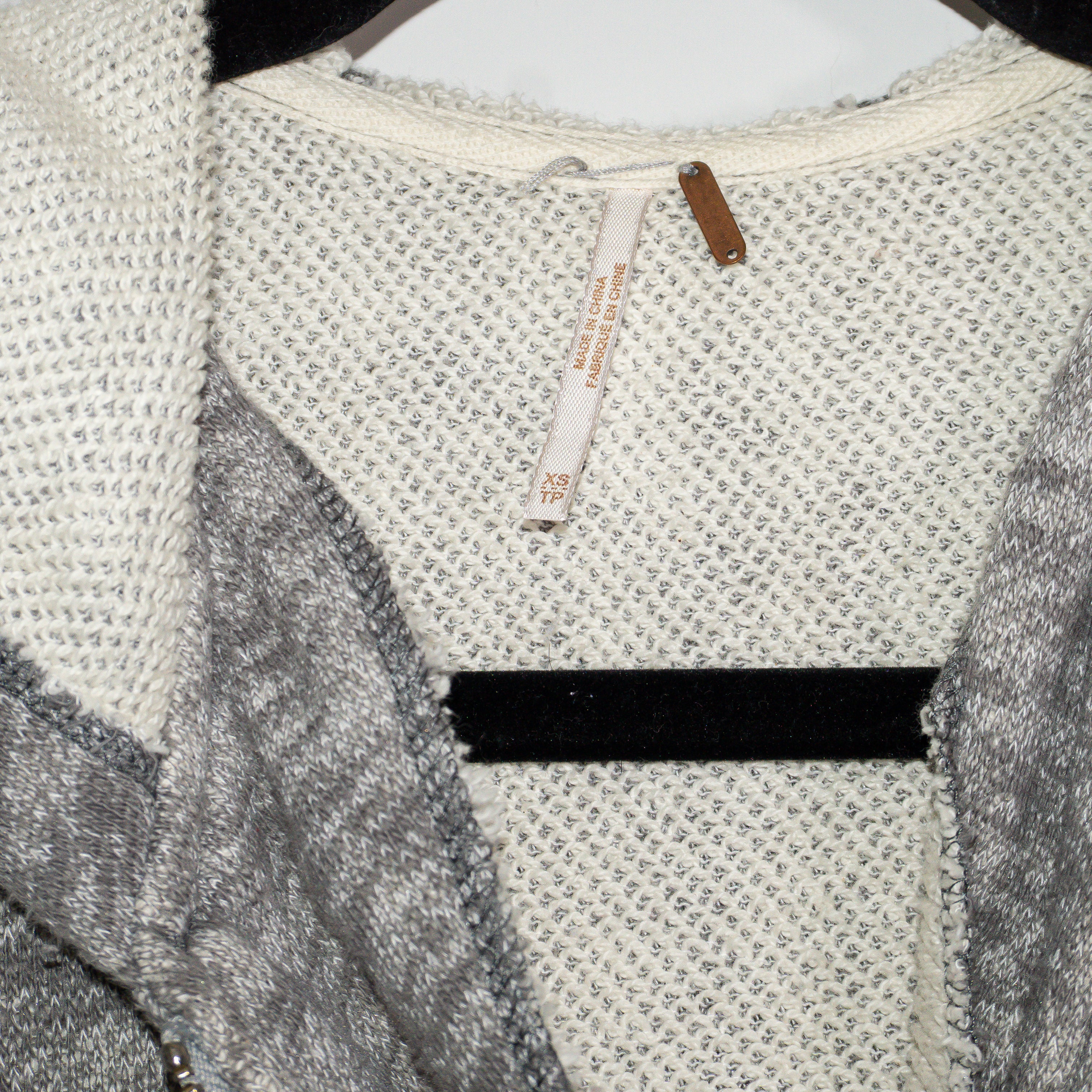 Free People Trapeze Tiered Layered Full Zip Terry Cloth Hoodie Jacket Gray XS