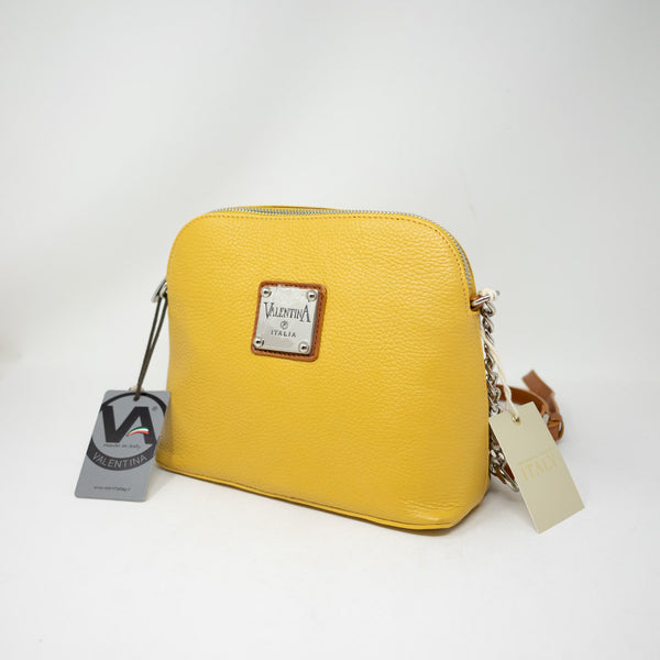 NEW Valentina Genuine Leather Made In Italy Crossbody Purse Bag Yellow