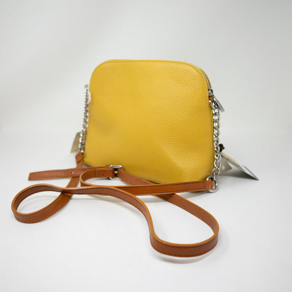 NEW Valentina Genuine Leather Made In Italy Crossbody Purse Bag Yellow