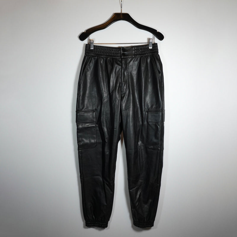 Abercrombie &amp; Fitch Faux Vegan Leather High Rise Ankle Crop Cargo Pants Black M