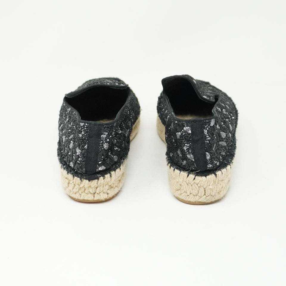 ASH Donna Sparkle Glitter Lace Embellished Slip On Espadrilles Flats Shoes 7