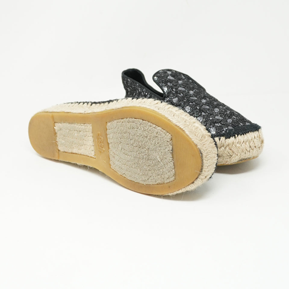 ASH Donna Sparkle Glitter Lace Embellished Slip On Espadrilles Flats Shoes 7