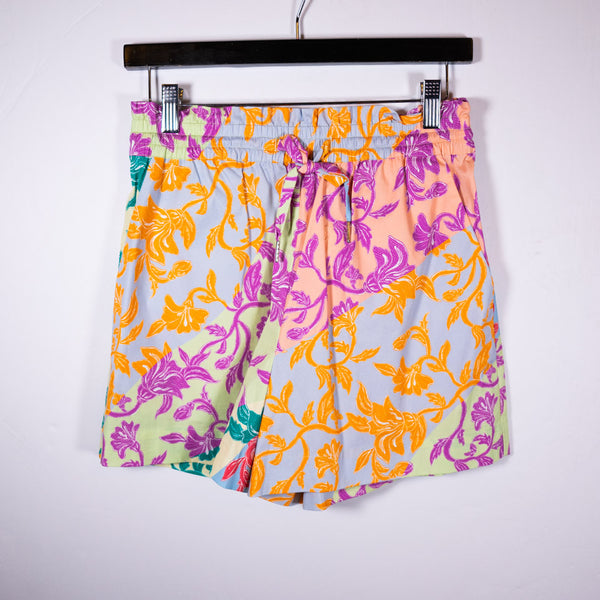 NEW Derek Lam 10 Crosby Belen Floral Print Cotton Poplin Paperbag Mini Shorts 6