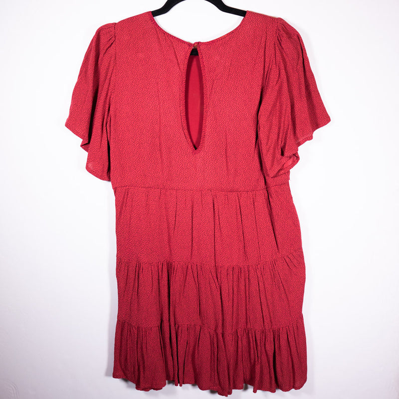 Abercrombie & Fitch Crepe Red Black Polka Dot Print Pattern Tiered Mini Dress S