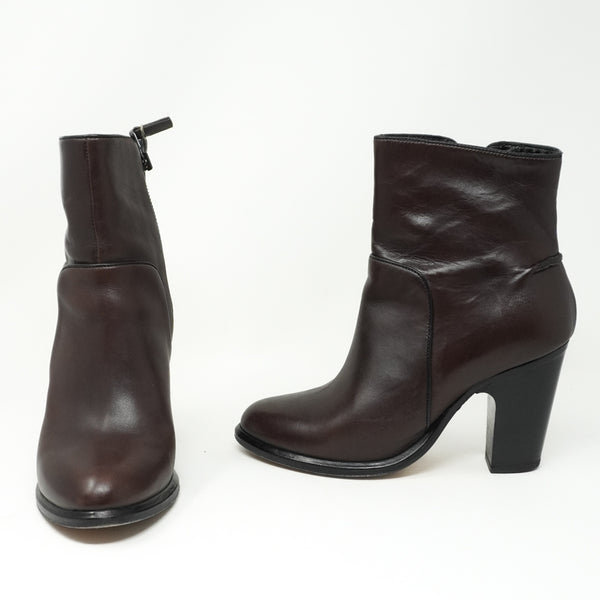 Rag &amp; Bone Grayson Genuine Leather Stacked High Heel Ankle Boot Shoes Oxblood 6