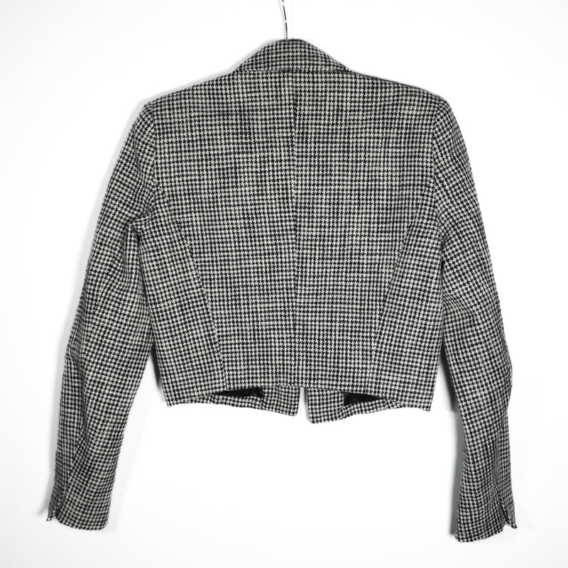 Abercrombie &amp; Fitch Black White Houndstooth Woven Print Cropped Blazer Jacket XS