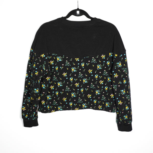 Adam Selman Sport Floral Flower Print Pattern Boxy Pullover Sweatshirt Sweater M