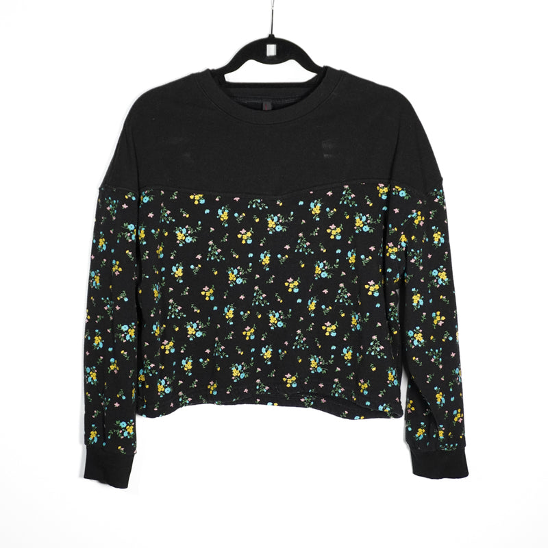 Adam Selman Sport Floral Flower Print Pattern Boxy Pullover Sweatshirt Sweater M