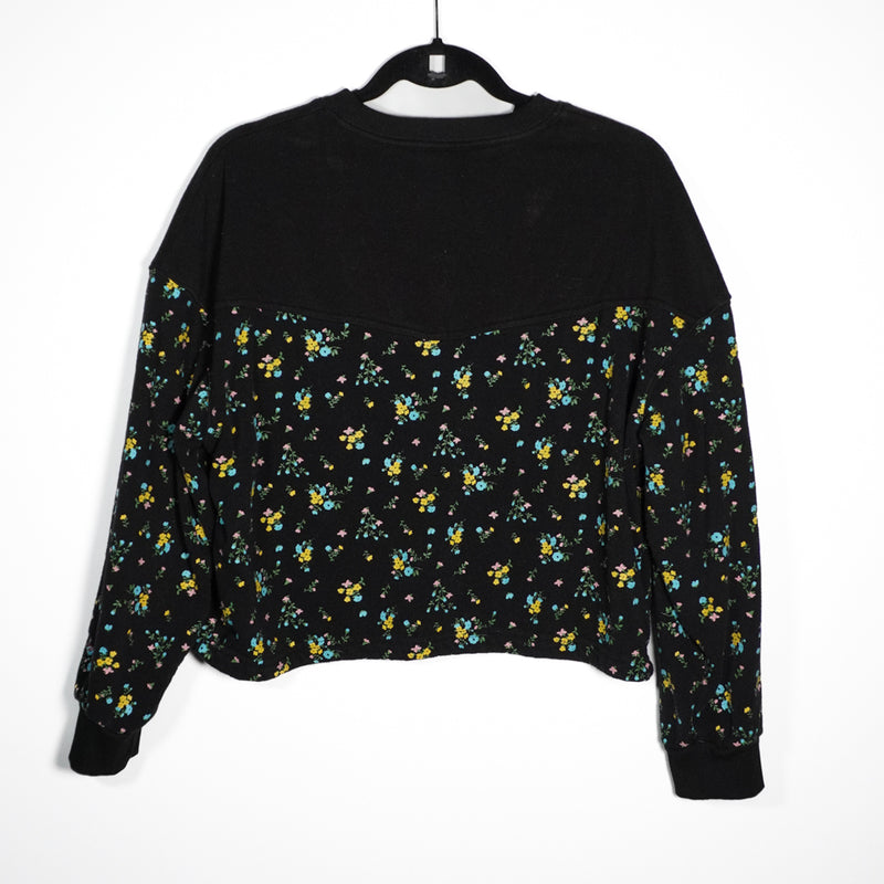 Adam Selman Sport Floral Flower Print Pattern Boxy Pullover Sweatshirt Sweater M