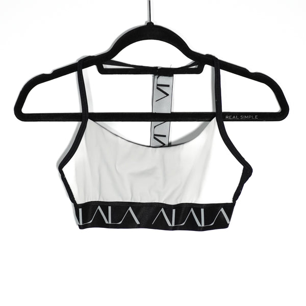 Alala Crest T-Back Cami Athletic Work Out White Black Logo Sports Bra Small