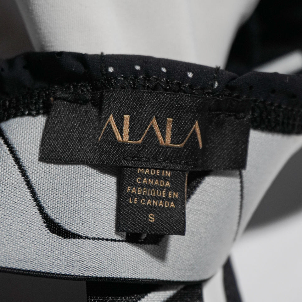 Alala Crest T-Back Cami Athletic Work Out White Black Logo Sports Bra Small