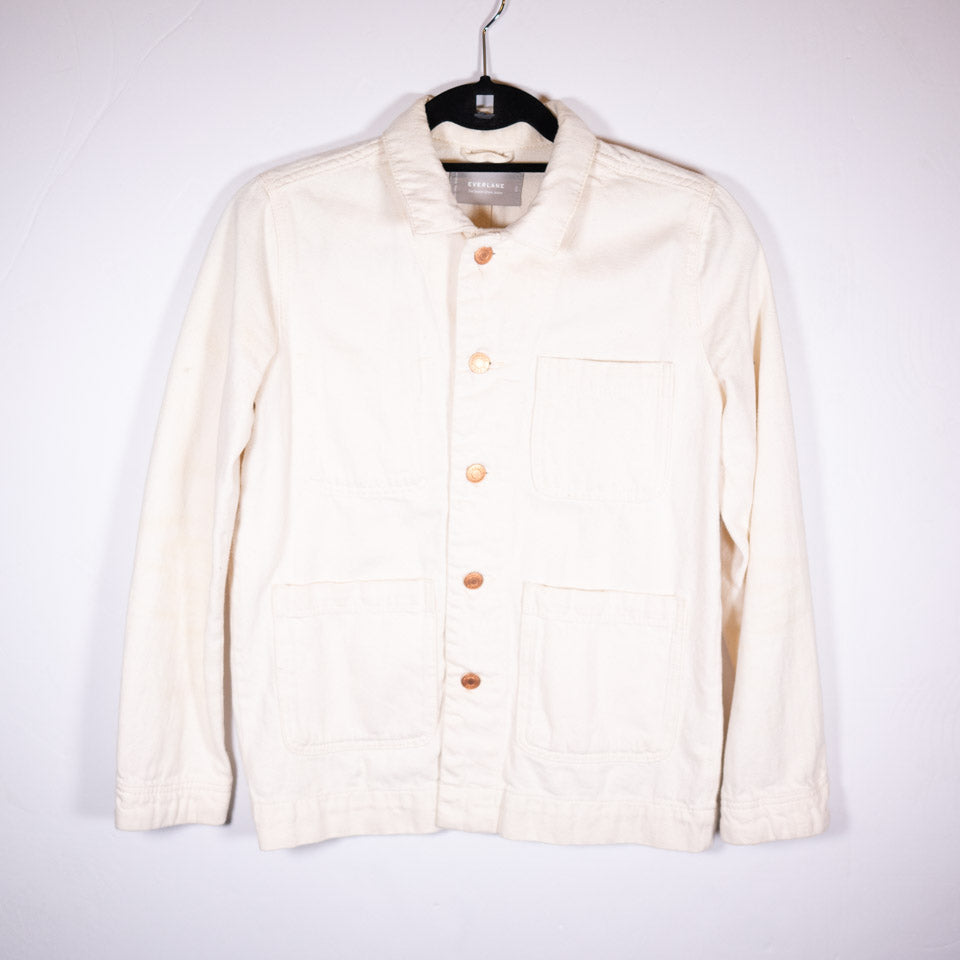 Everlane Women's The Denim Chore Jacket Cotton Stretch Collared Jean Jacket XXS