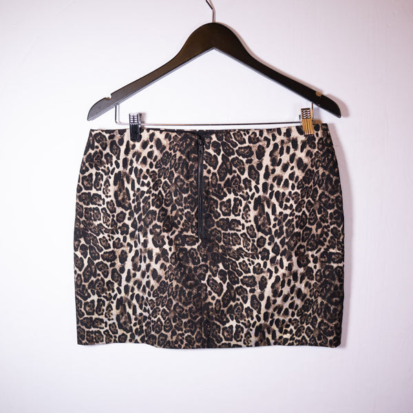 NEW Alice + Olivia Elana Leopard Cheetah Animal Print Jacquard Mini Skirt 12
