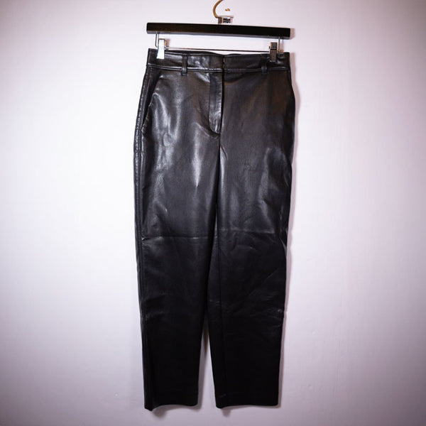 Babaton Aritzia Command Faux Vegan Leather Mid Rise Ankle Crop Trouser Pants 4