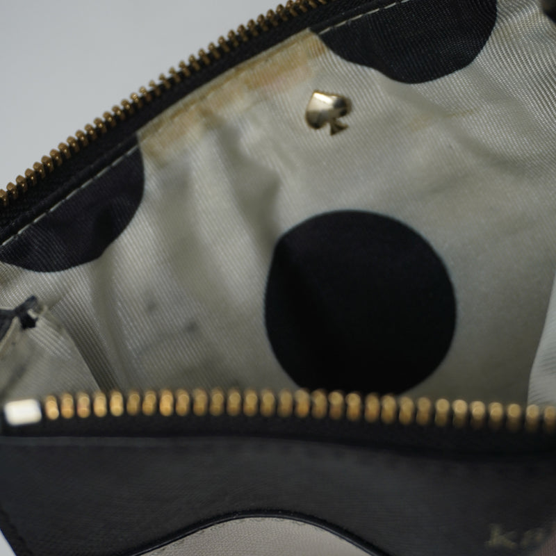 Kate Spade Madison Saffiano Leather Black Neutral Colorblock Wristlet Purse Bag