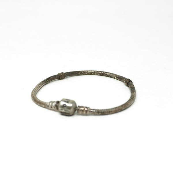 Pandora Moments Sterling Silver Barrel Clasp Snake Chain Bracelet 6.25 Inches