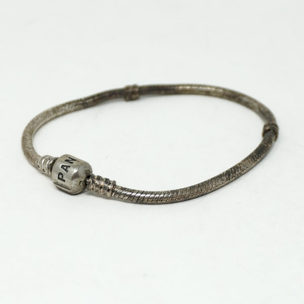 Pandora Moments Sterling Silver Barrel Clasp Snake Chain Bracelet 6.25 Inches