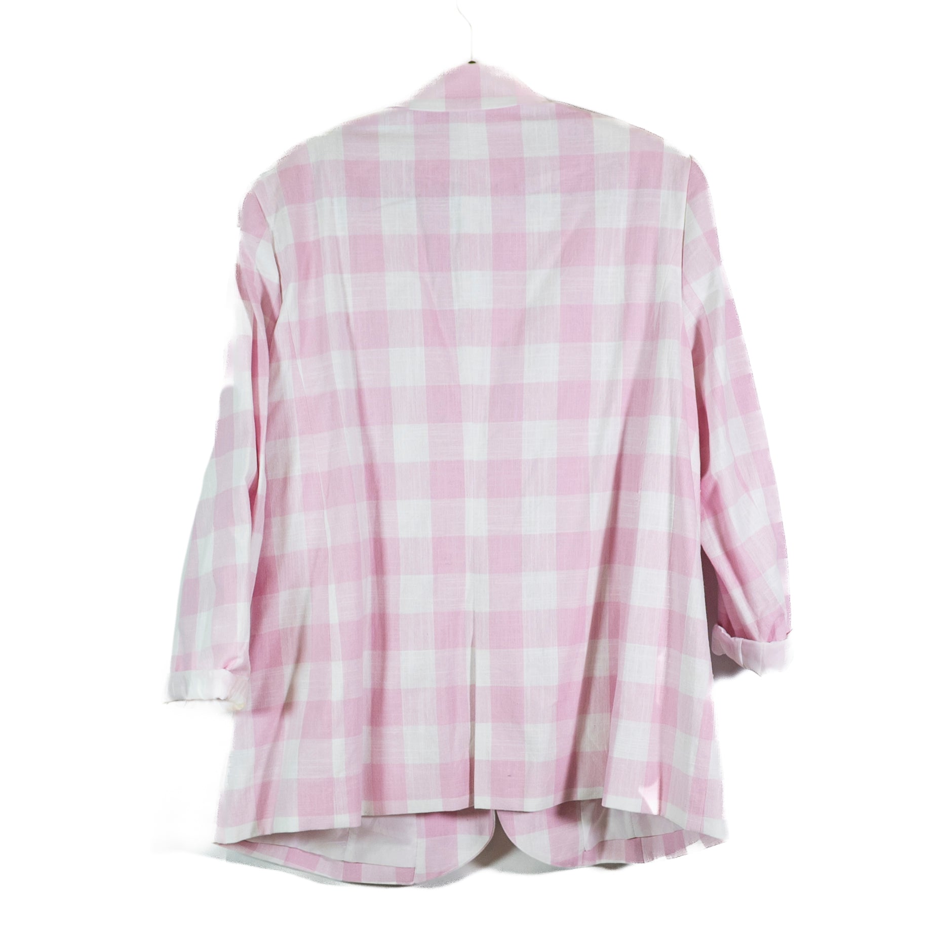 Eloquii Women's Oversized Pink White Plaid Gingham Blazer Jacket 18