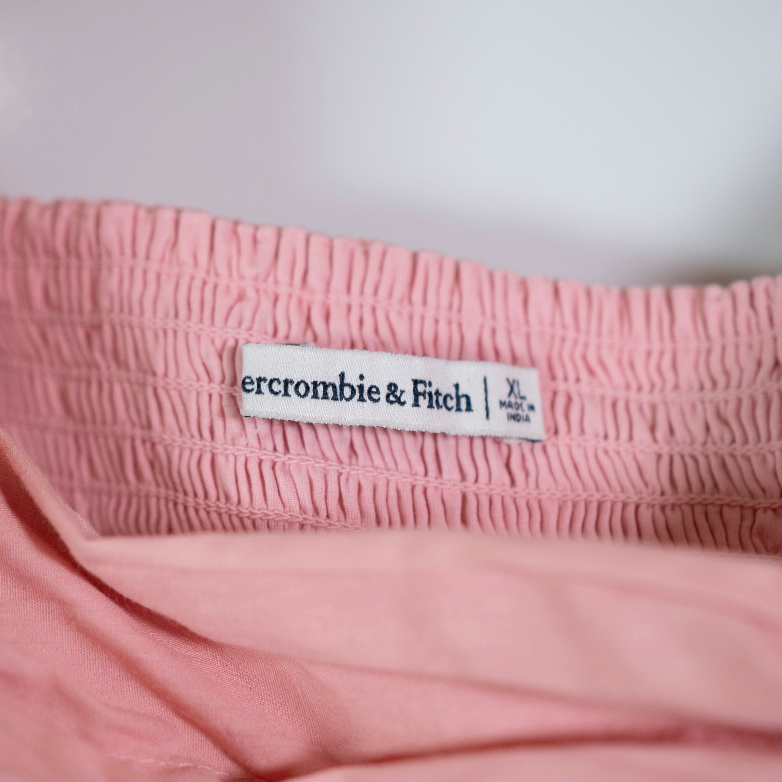 Abercrombie & Fitch Cotton Poplin Ruched Half Puff Sleeve Pullover Mini Dress XL