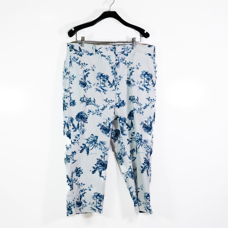 NEW Lane Bryant Signature Fit Slim Capri 4 Season Stretch Pant Blue Floral 20