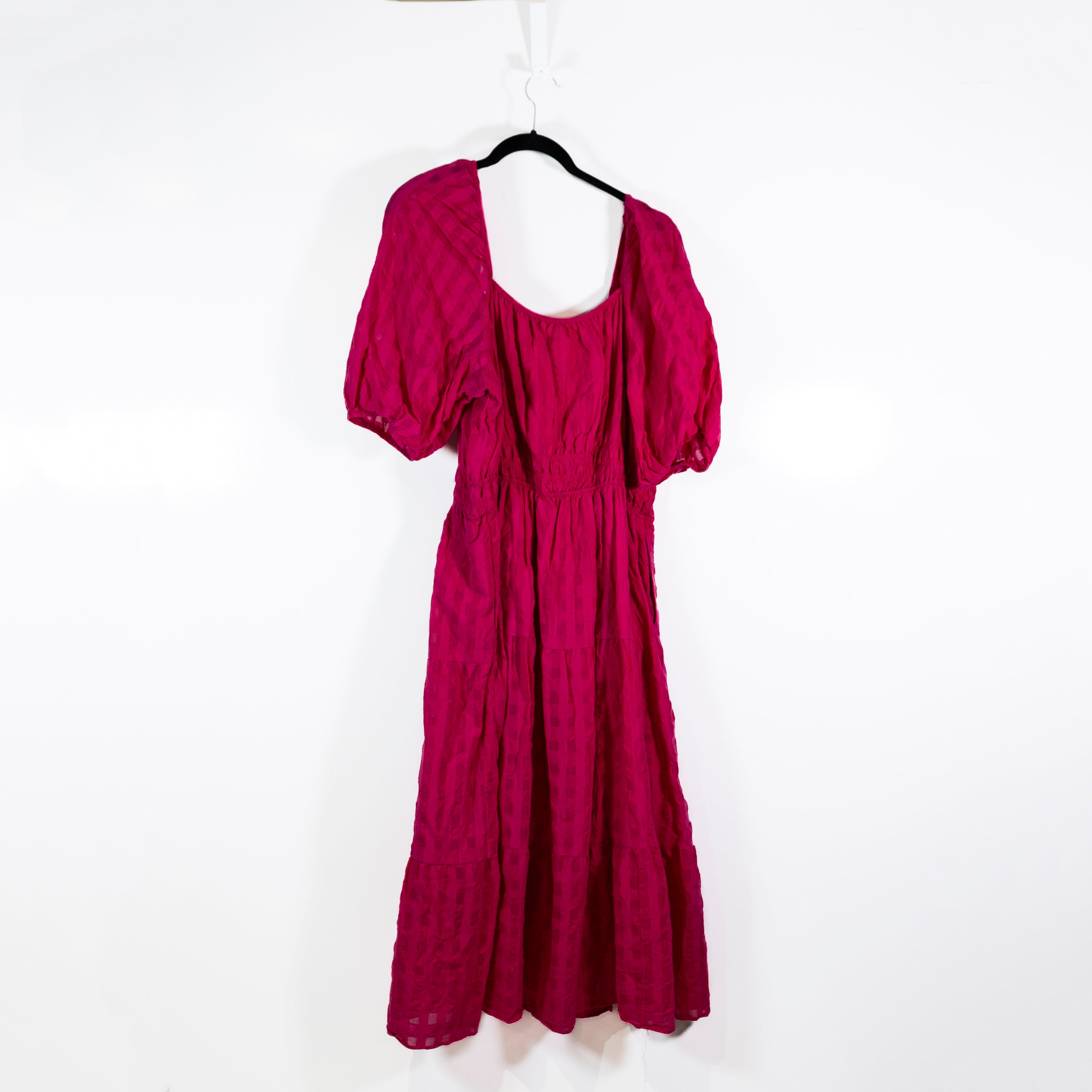 Anthropologie Francesca Tiered Cotton Blend Pullover Plus Midi Dress Pink 1X
