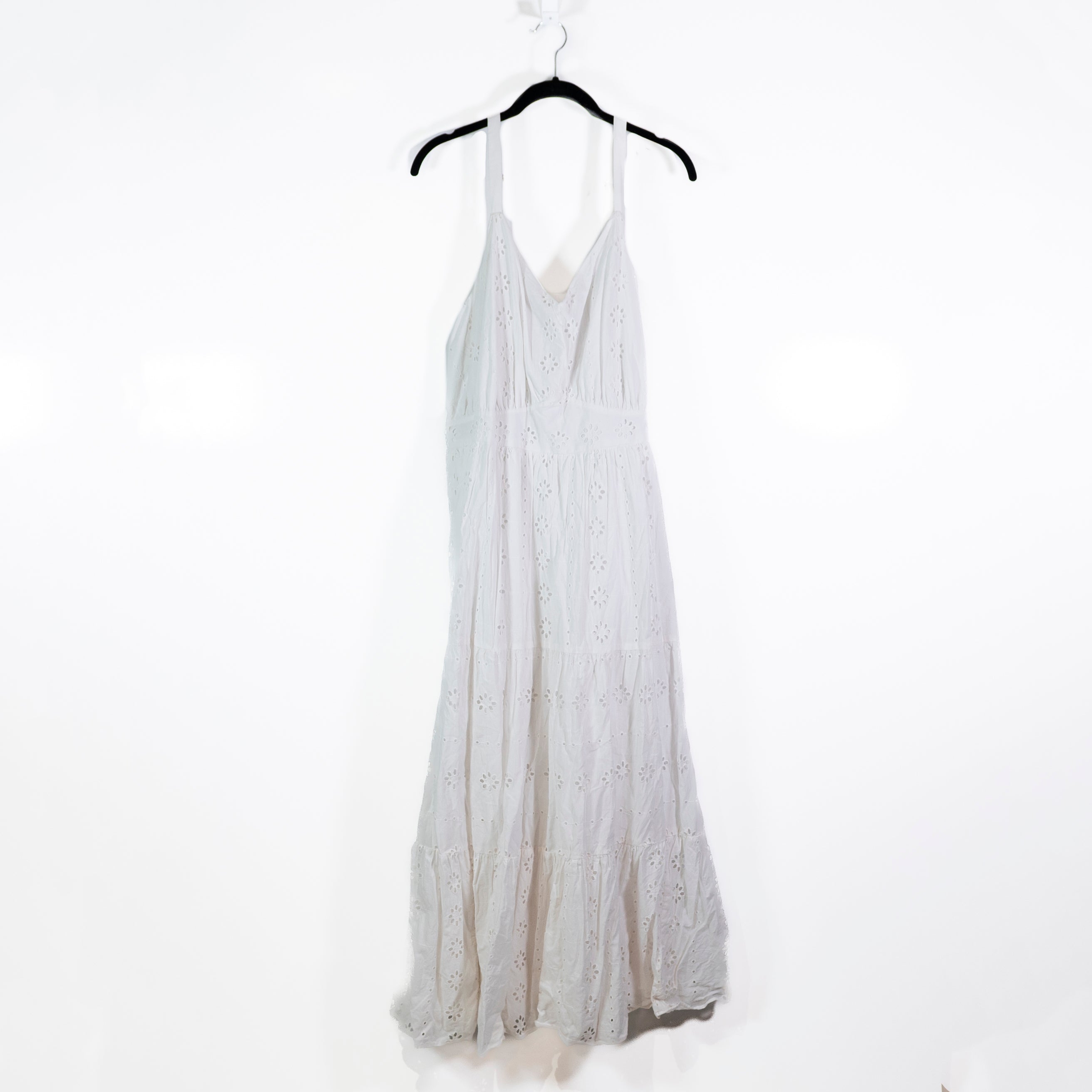 Lane Bryant Women's Cotton Allover Eyelet Lace Tiered Maxi Dress White 20