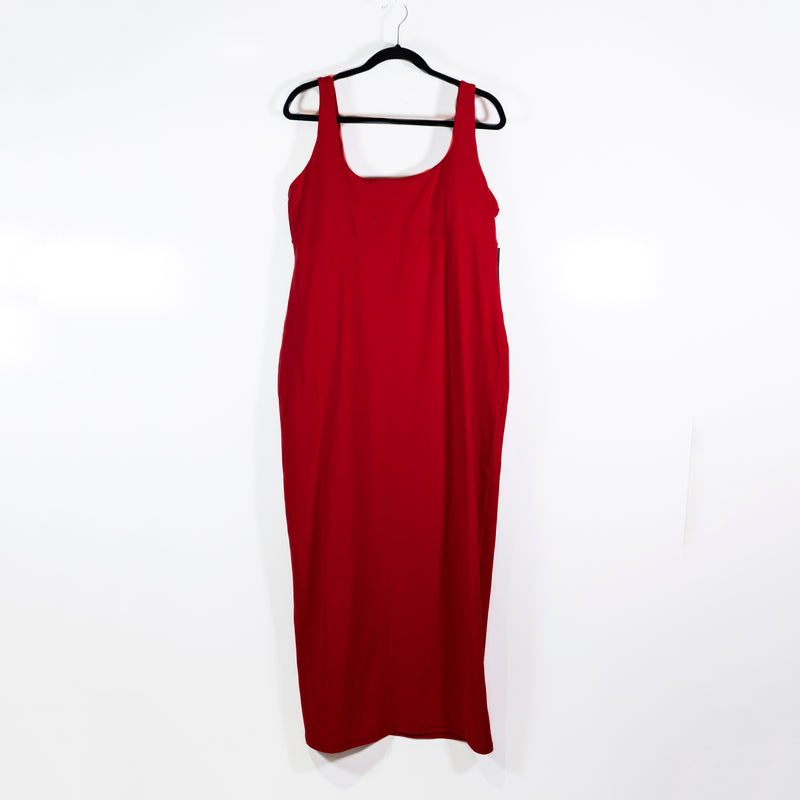 NEW Fabletics PureLuxe Stretch Knit Scoop Neck Long Maxi Dress Heated Red 2X