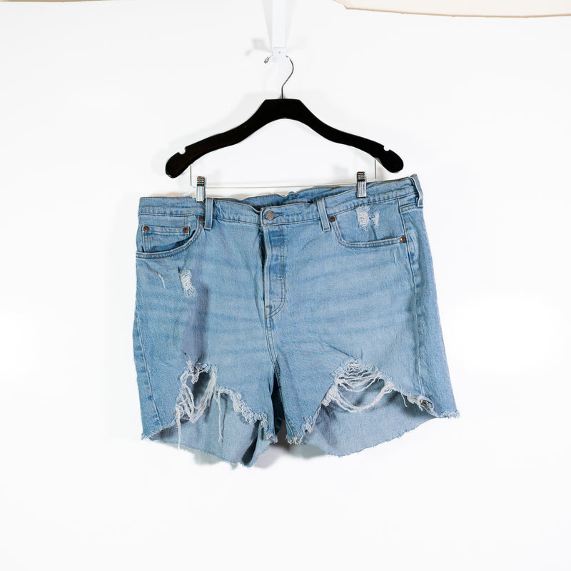 Levi's 501 Women's Cotton Distressed Ripped High Rise Cut Off Jean Shorts Blue