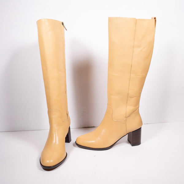 NEW Madewell The Selina Genuine Leather Block High Heel Knee High Boots Shoes